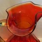 Pretty Hand Blown Orange Yellow Amberina Pitcher Unknown Maker Grapes Leaves