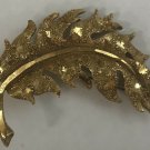 Vintage Signed Mamselle Goldtone Textured Leaf Pin Brooch