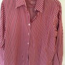 Foxcroft Red Striped Long Sleeve Blouse Shirt Women's Size 8 Wrinkle Free