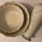 Lenox Ivory Set Of 2 Rose Bowls & Vase