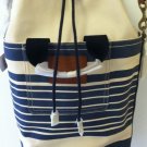 Unisex Coach Heritage Beach Canvas Barrel Tote Travel Bag F71275 Vintage Stripe