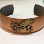Vintage Genuine Solid Copper Cuff Bracelet With Flower Accent