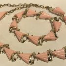 Vintage Unmarked Pink Thermoset Faux Pearl Necklace & Bracelet Set