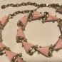 Vintage Unmarked Pink Thermoset Faux Pearl Necklace & Bracelet Set