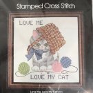 Golden Bee Stamped Cross Stitch Kit Love Me Love My Cat 14"x14" #20116