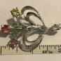 Signed Dodds Silver Tone Pink Yellow Green Rhinestone Flowers Basket Pin Brooch