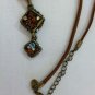 Lia Sophia Necklace Multi Colored Stones On Leather Cord