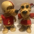 2 Vintage 1977 Creative Manufacture Inc. Football Player & Cheer Dog Coin Banks