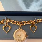 Avon 2005 Charming Heart Bracelet Watch New Old Stock In Box Crystals Goldtone