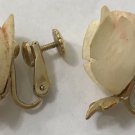 Vintage Signed Wells 12k Gold Filled Carved Rose Clip On Earrings