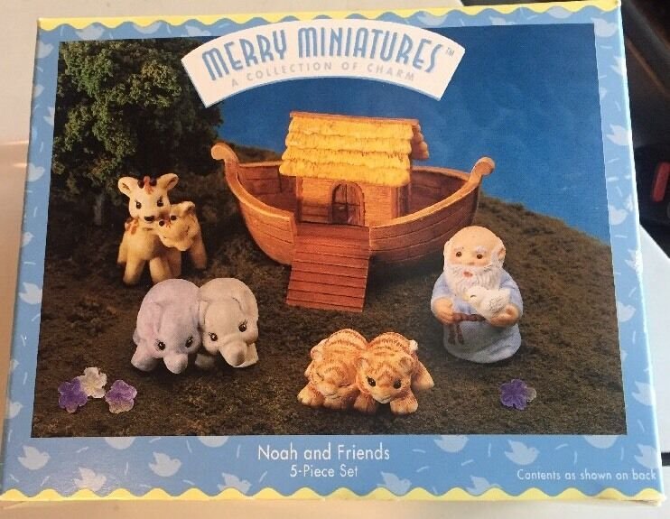 Hallmark Merry Miniatures Noah & Friends 5 Piece Set In Original Box
