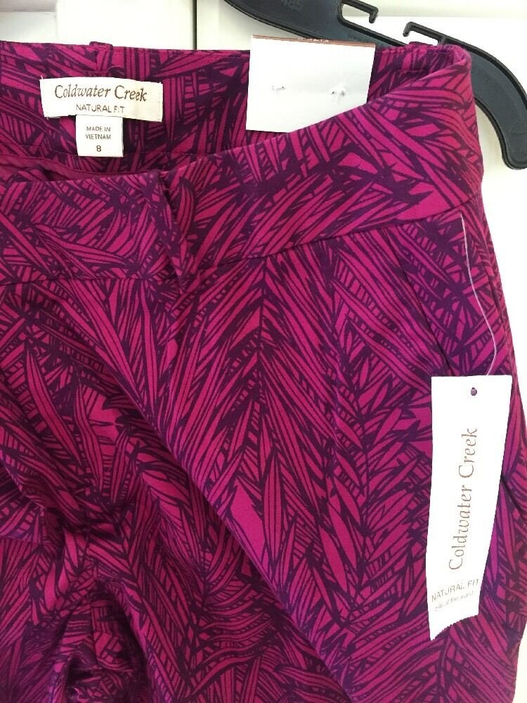 NWT Coldwater Creek Size 8 Women's Print Pants Fab Fronds Ankle Natural Fit