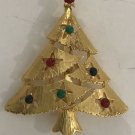 Vintage Eisenberg Ice Red Green Blue Gold Tone Stars Christmas Tree Pin Brooch