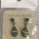 Sterling Silver Green Inlay Matching Earrings & Pendant Set Never Opened Or Worn