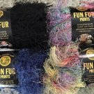 New Lion Brand Fun Fur Yarn Lot 8 Skeins Blue Black Purple Pink Multi Polyester