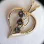 Fas 925 Gold Over Silver Open Heart Pendant With Green Purple Stones