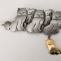 Vintage Signed Ultra Craft Two Tone Silver Gold Cats Dangling Cat Pin Brooch