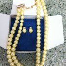 Avon President's Club Pearlesque Faux Pearl Rhinestone Necklace Earrings Set