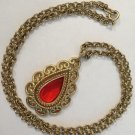 Vintage Avon Faceted Teardrop Pendant Double Style Chain Necklace 24" Chain