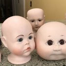 10 Contemporary 1980s Bisque Doll Heads 1 Body & 1 Doll