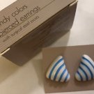 Vintage Avon White Blue Candy Colors Pierced Post Earrings in Original Box 1986