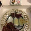 Peggy Karr Infused Art Glass with Grapes, Cheese & Wine Glasses Design Bowl 