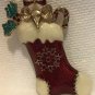 Cute Mouse In Christmas Enamel Stocking Brooch Pin Rhinestone Holly Candy Cane