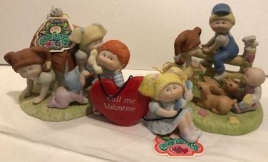 3 1980's Cabbage Patch Figurines Playhouse Fence Deer Valentine Special Thoughts