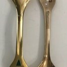 2 Gold Washed Demitasse Spoons 1966 1969 Holiday Decorated Meka Denmark