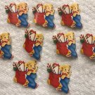 9 Vintage Dennison Christmas Red & Blue Stockings Bear Candy Cane Label Stickers