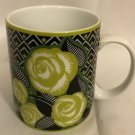 Vera Bradley La Neon Rose Coffee Tea Cup Mug Retired Ceramic Citron Green Black