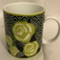 Vera Bradley La Neon Rose Coffee Tea Cup Mug Retired Ceramic Citron Green Black