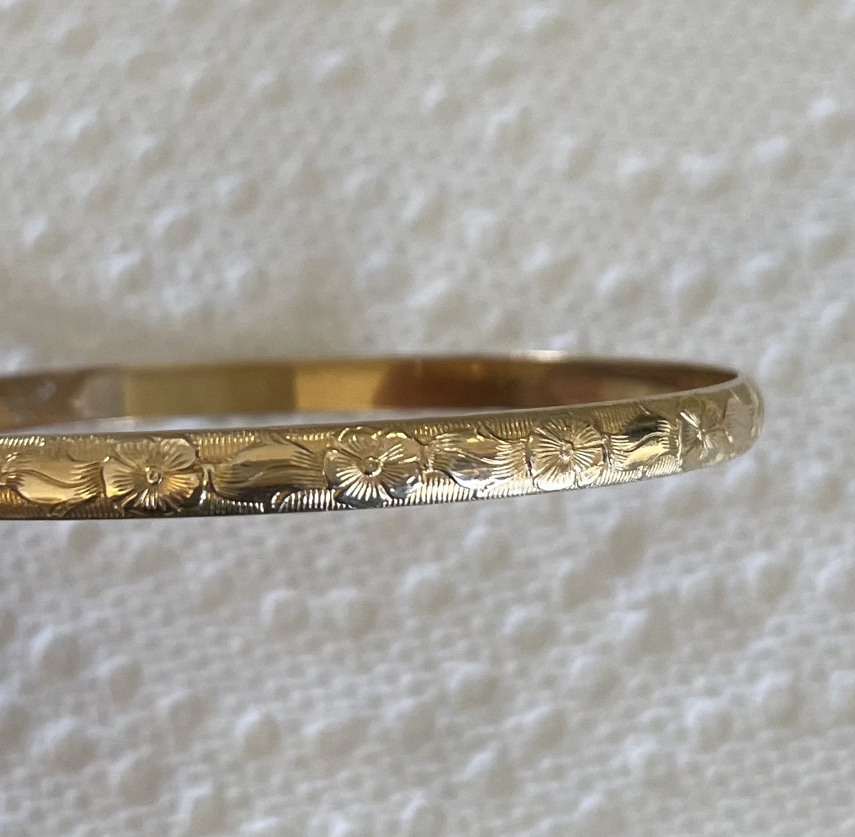 Marathon Gold Filled Floral Etched Bangle Bracelet Vintage