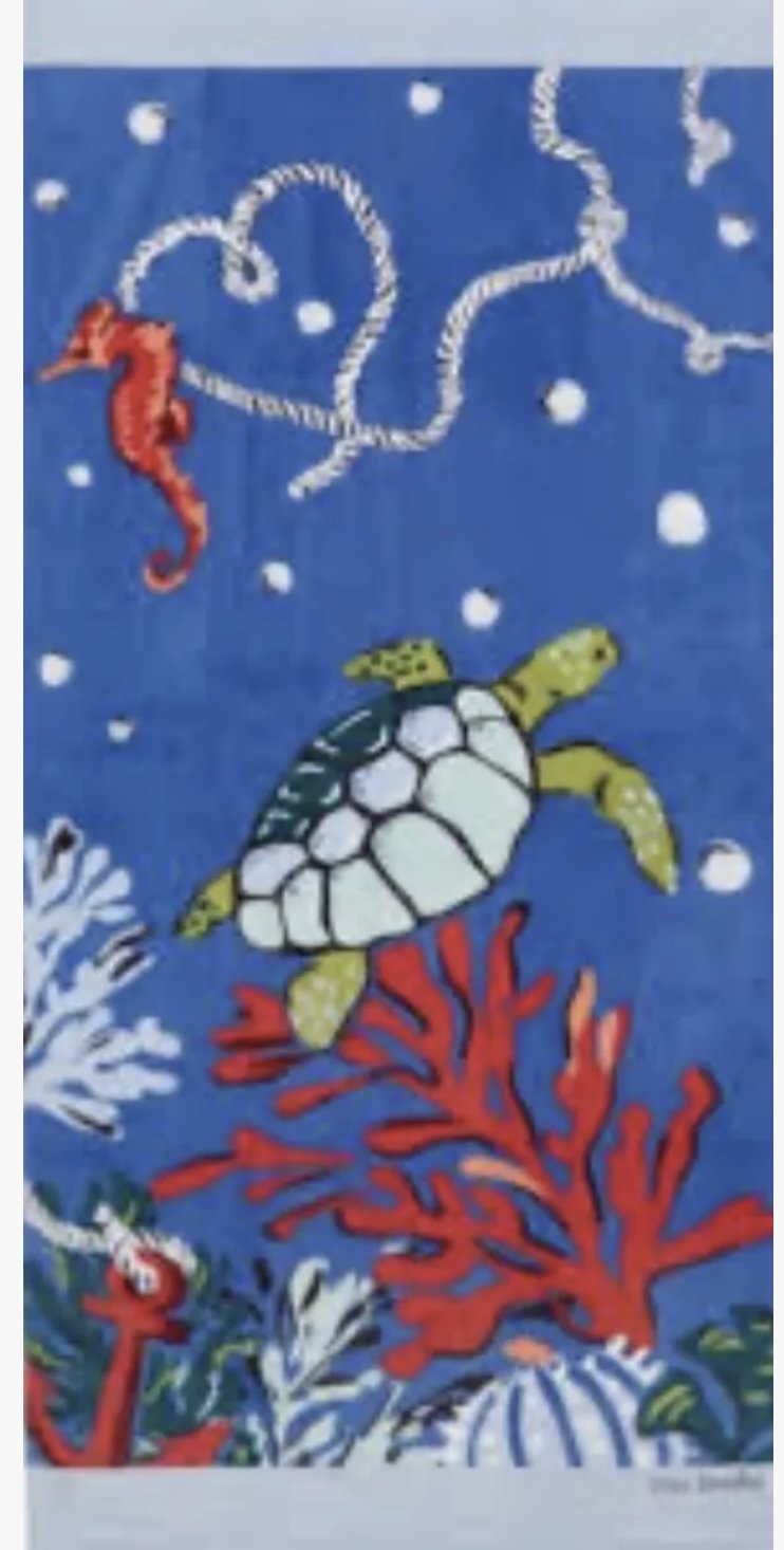 Vera Bradley Large Beach Towel Seascape Ocean Design Sea Turtle Seahorse Anchor