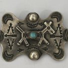 Fred Harvey Era Navajo Southwest Horse Dog Sterling Silver Turquoise Pin Brooch