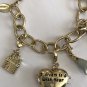 Disney Couture Cinderella Charm Gold Tone Bracelet W/ 5 Couture Charms