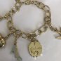 Disney Couture Cinderella Charm Gold Tone Bracelet W/ 5 Couture Charms