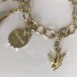 Disney Couture Cinderella Charm Gold Tone Bracelet W/ 5 Couture Charms
