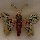 Vintage Micro Mosaic Butterfly Pin Brooch