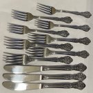 Rose Stainless Flatware Japan Discontinued 11 Pieces Forks Knives Floral
