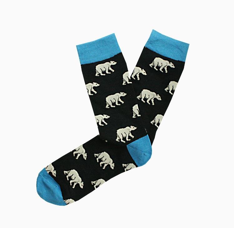 Blue black bear socks men women size 8