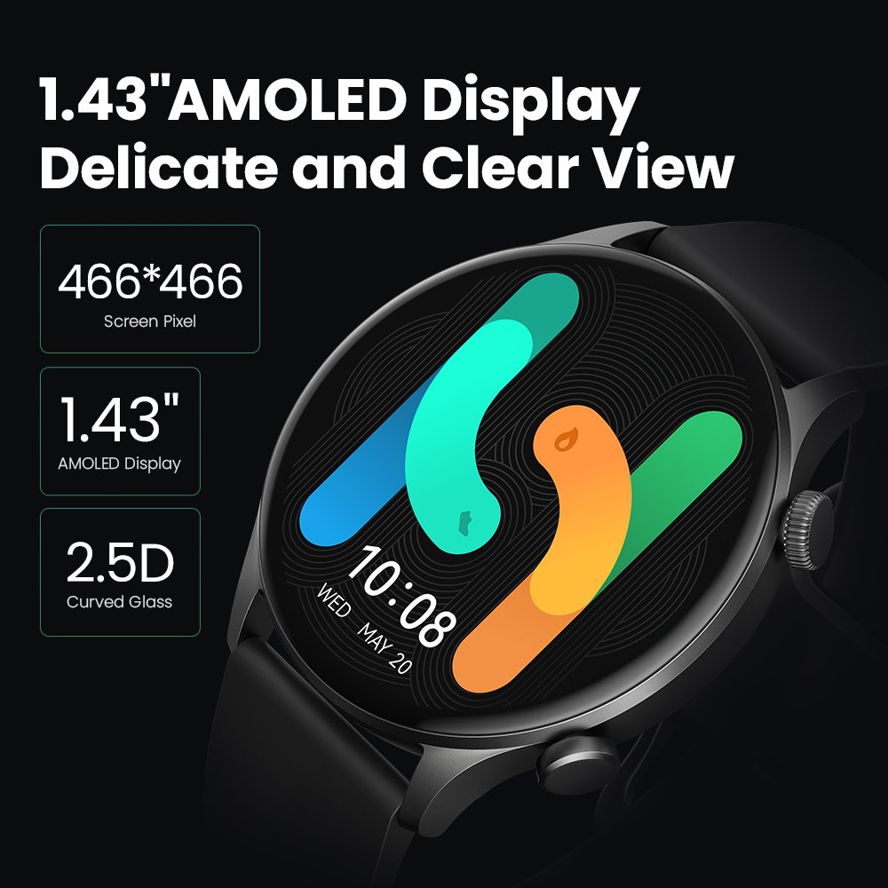 HAYLOU RT3 LS16 1.43" AMOLED Smartwatch - Bluetooth Calling, Health Tracking