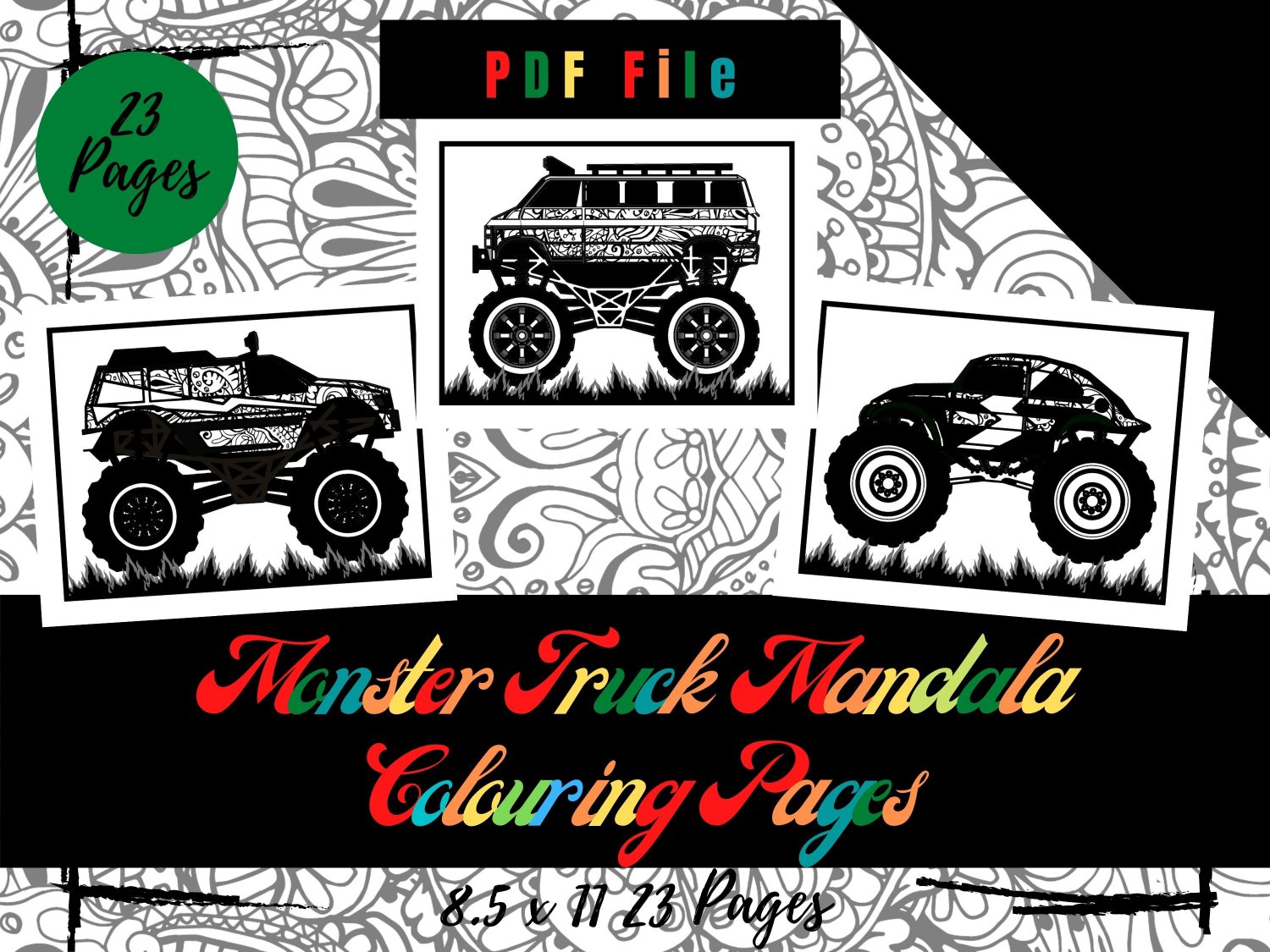 Monster Truck Mandala Coloring Pages