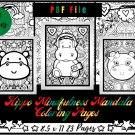 Hippos Mindfulness Mandala Coloring Pages, Animals Coloring Printable Sheets PDF