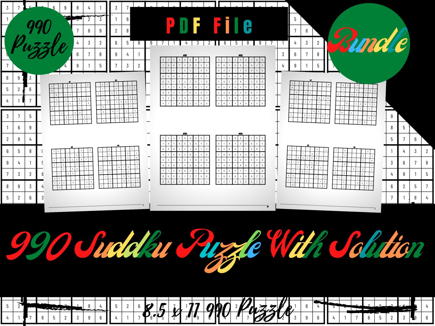 Bundle 990 Sudoku Puzzle With Solution Printable Bundle Sudoku Sheets