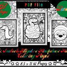 Bundle 61 Funny Sloths, Snakes & Alligators Mindfulness Mandala Animals Sheets