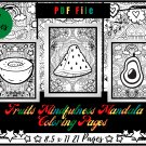 Fruits Mindfulness Mandala Coloring Pages, Kids Relaxing Printable Sheets PDF