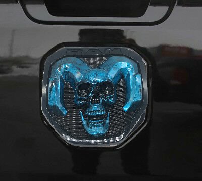 Blue skull Tailgate head Emblem Medallion Satin fits Dodge RAM 2019-2020 1500 2500 3500