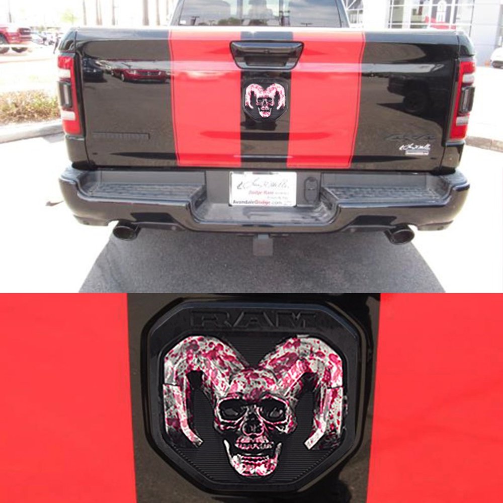 Blood skull Tailgate head Emblem Medallion Satin fits Dodge RAM 2019-2020 1500 2500 3500