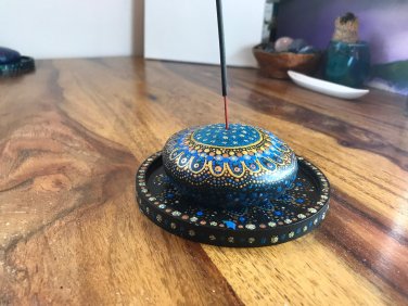 Incense holder & coaster ( gold & blue)
